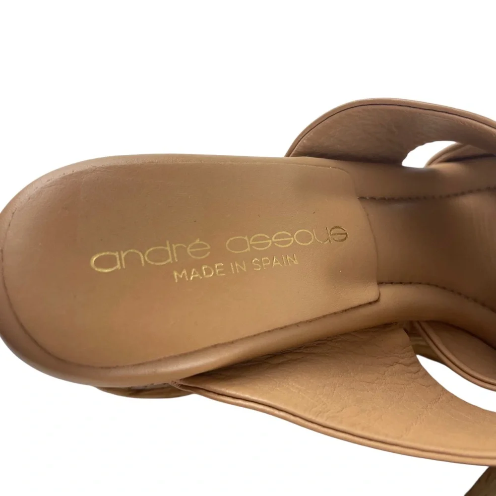 André Assous Pilar Leather Platform Wedge Sandal in Tan Sz. 39 (7 US)